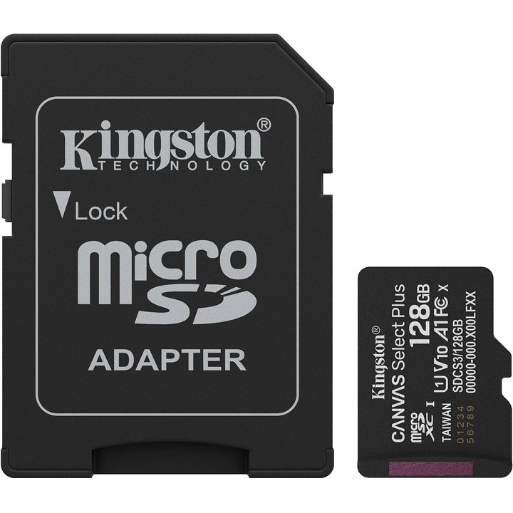 Kingston microSD 128GB C10 UHS-I A1 V10 R150MB/s + SD Карта пам'яті