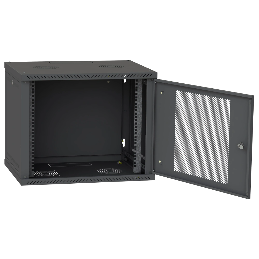 IPCOM 12U 600x450 Шафа телекомунікаційна двері перф(чорна)