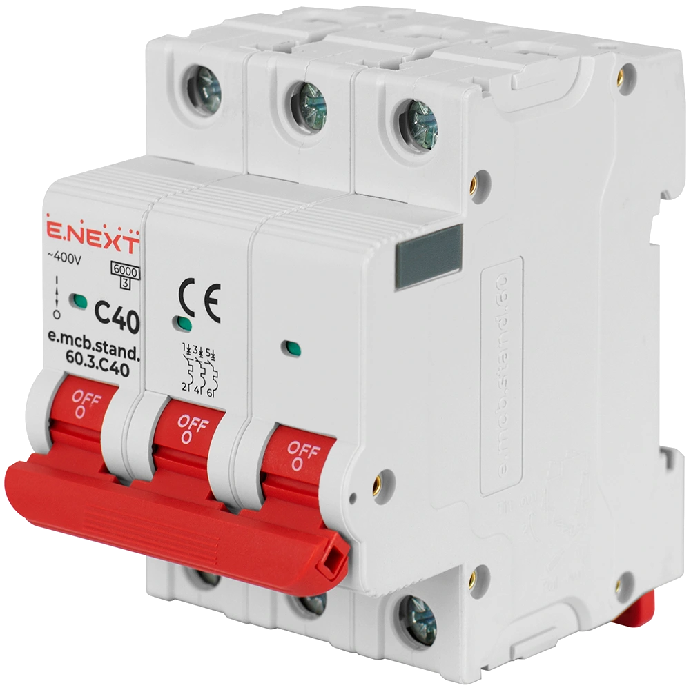 Enext e.mcb.stand.60.3.C40, 3р, 40А, C, 6кА Модульний автоматичний вимикач