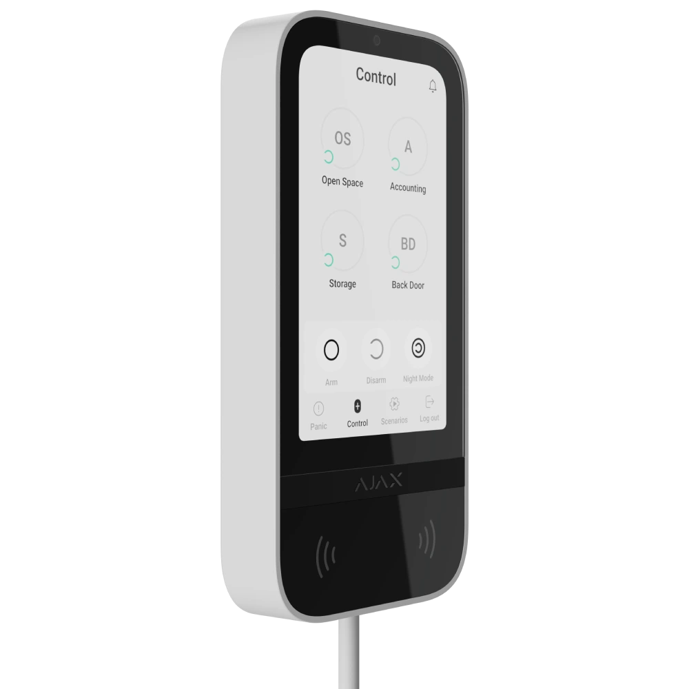 Клавіатура дротова сенсорна Ajax Superior KeyPad TouchScreen white Fibra