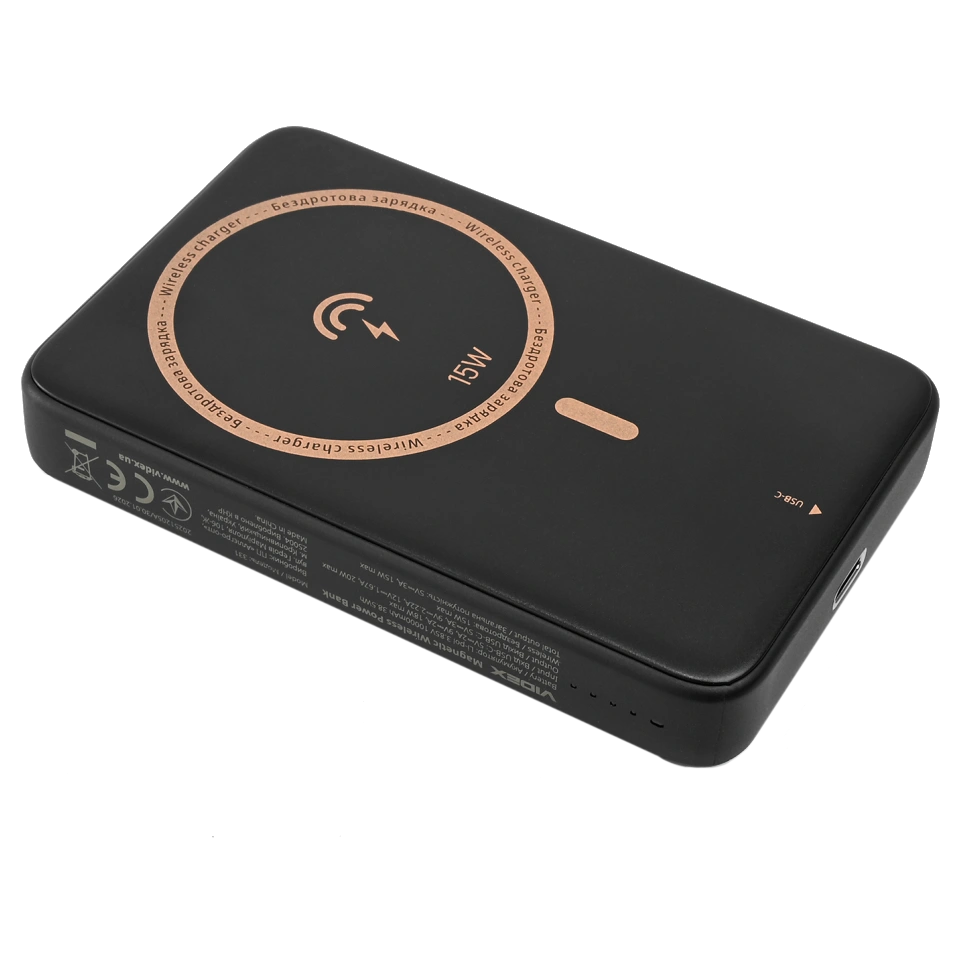 VIDEX VPB-331 15W+PD20W Black 10000mAh Повербанк