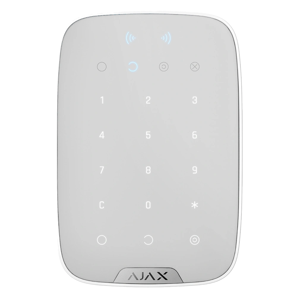 Бездротова клавіатура з підтримкою захищених карток і брелоків Ajax Superior Keypad Plus white Jeweller