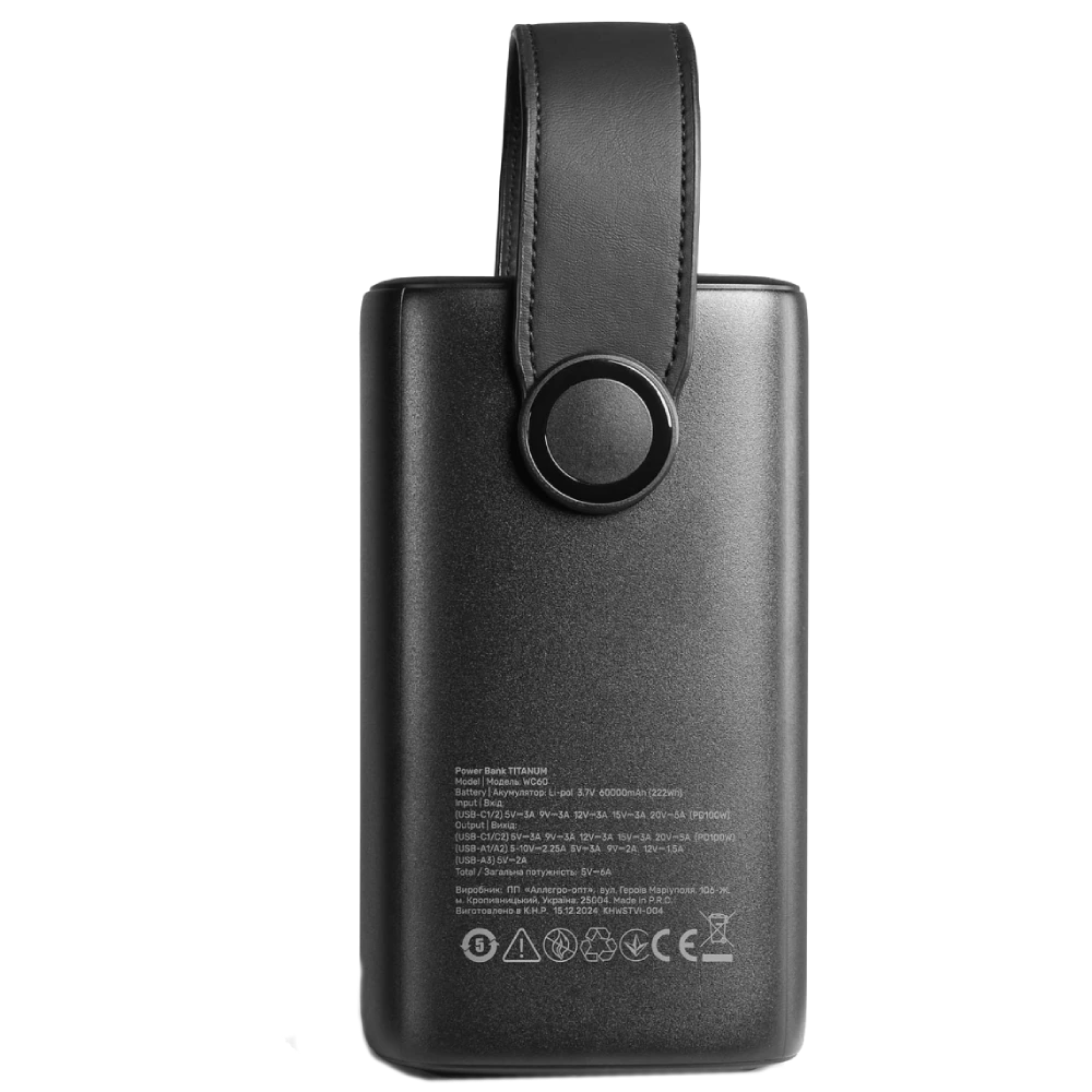 Videx TITANUM WC60 PD100W Black 60000mAh Повербанк