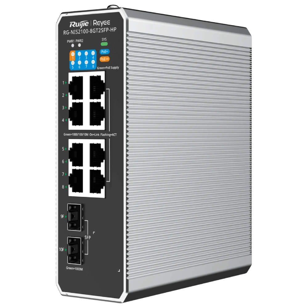 Ruijie Reyee RG-NIS2100-8GT2SFP-HP PoE++ Комутатор 10 портів керований