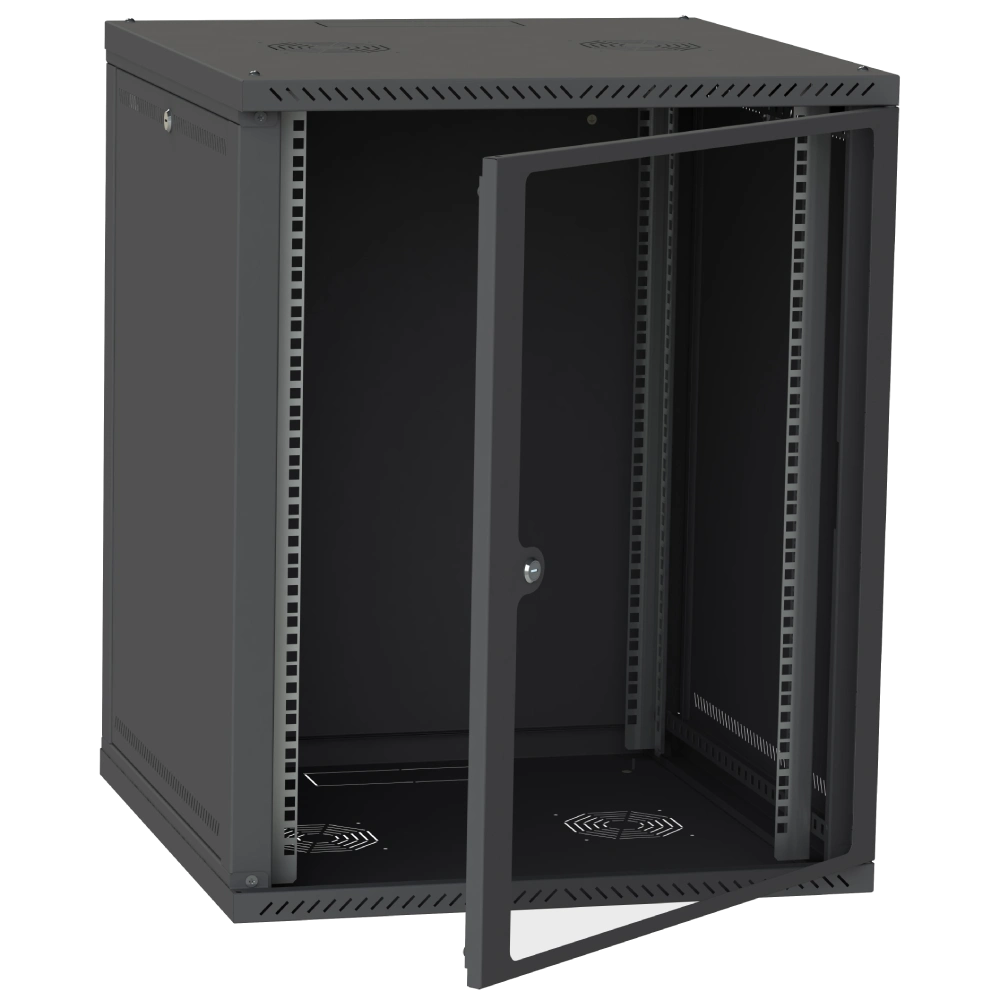 IPCOM СН-18U 600х600 Шафа телекомунікаційна двері скло (чорна)