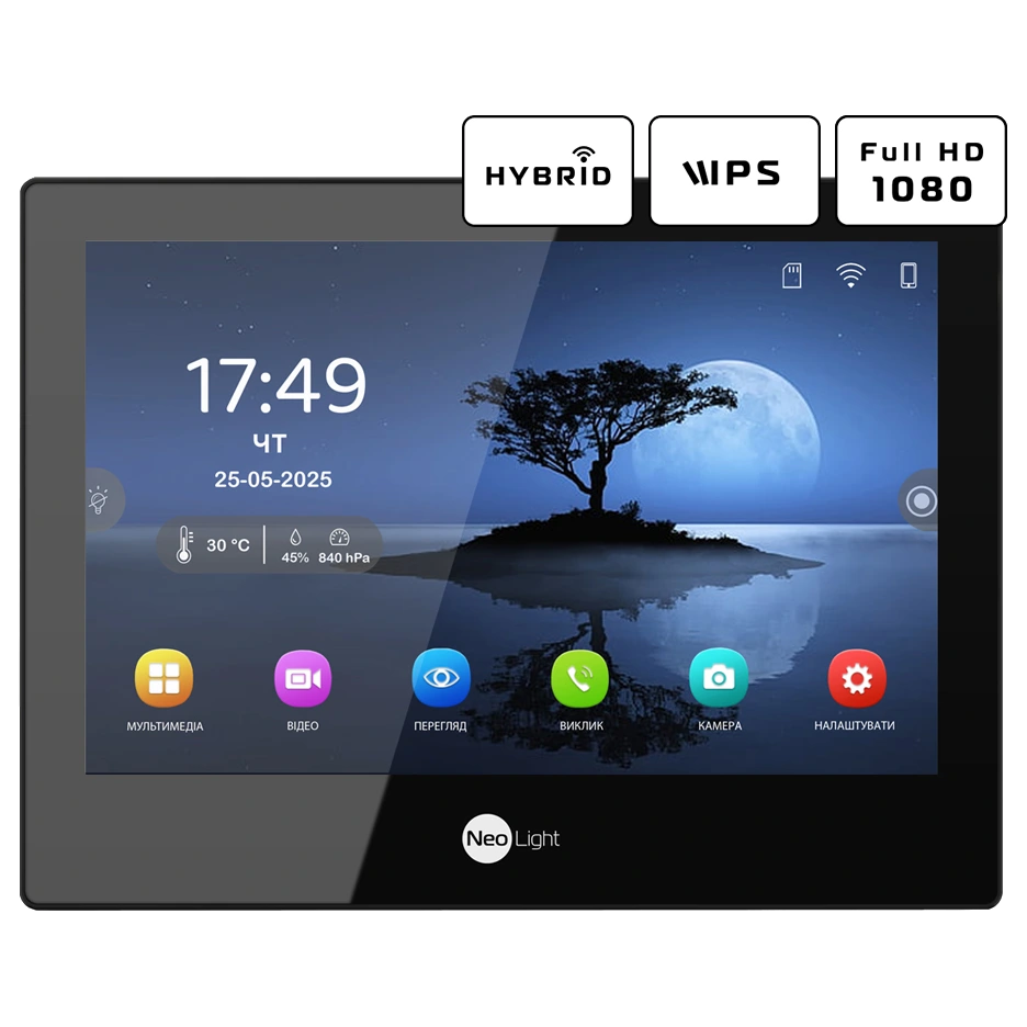 Neolight ALPHA Hybrid Black + PRIME FHD Black з кутком Комплект відеодомофону