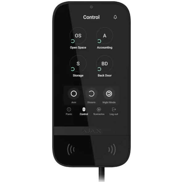 Клавіатура дротова сенсорна Ajax Superior KeyPad TouchScreen black Fibra
