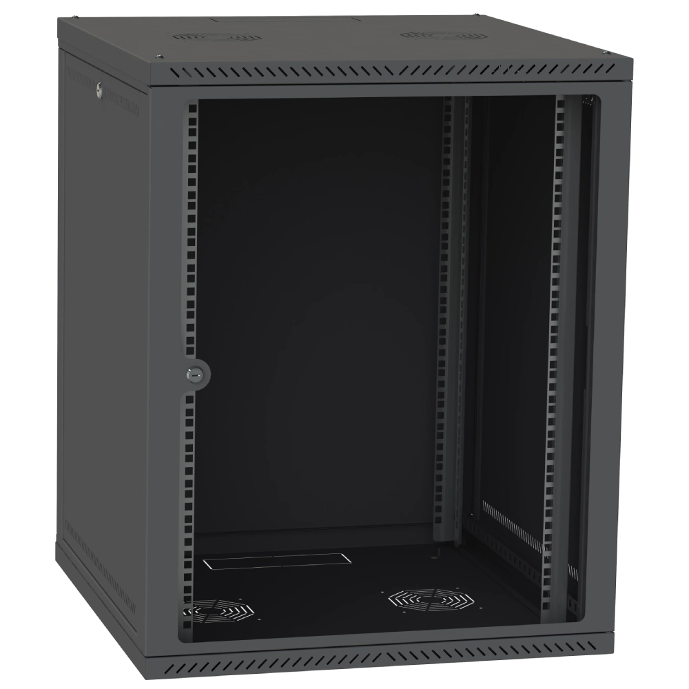 IPCOM СН-18U 600х600 Шафа телекомунікаційна двері скло (чорна)