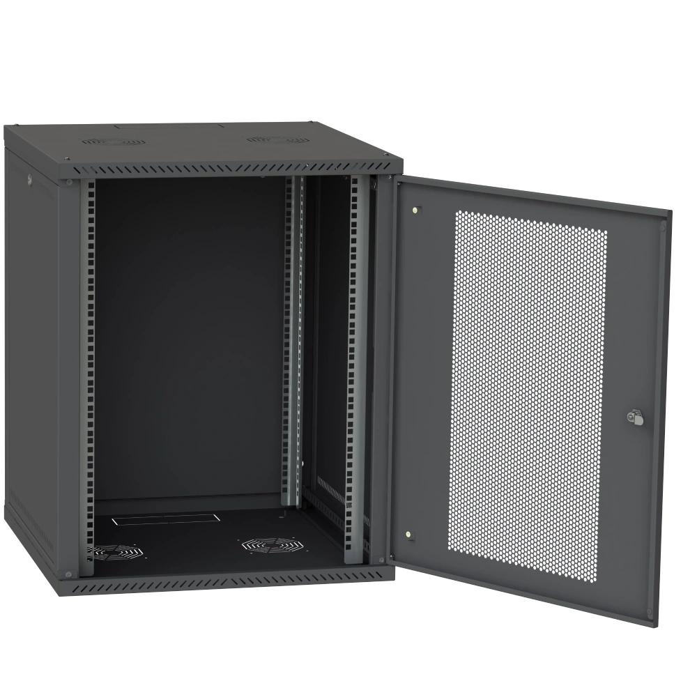 IPCOM 15U 600x600 Шафа телекомунікаційна двері перф(чорна)