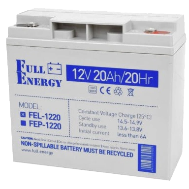 Full Energy FEL-1220 20А•г 12В гелева Свинцево-кислотна акумуляторна батарея