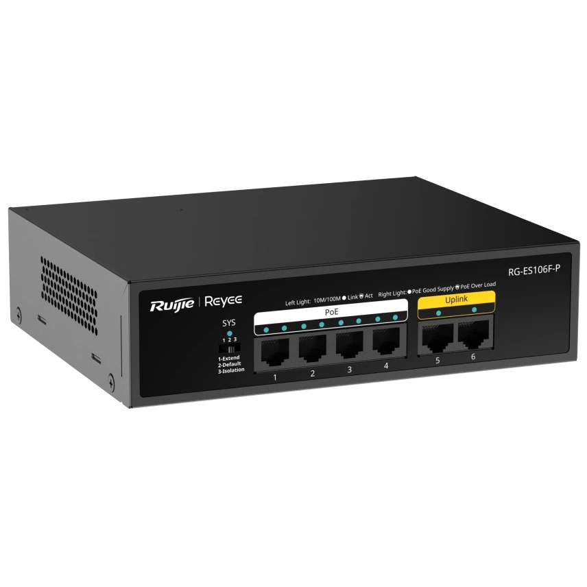Ruijie Reyee RG-ES106F-P PoE Комутатор 6 портів некерований