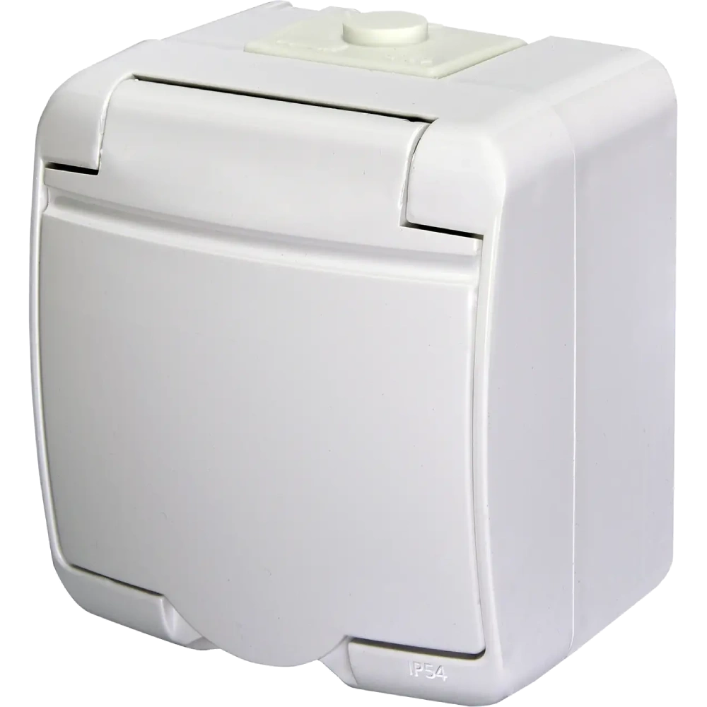 ETI 4668015 Hermetics Розетка 1-на з з/к Schuko RHE-1s (біла/біла кришка, IP54)