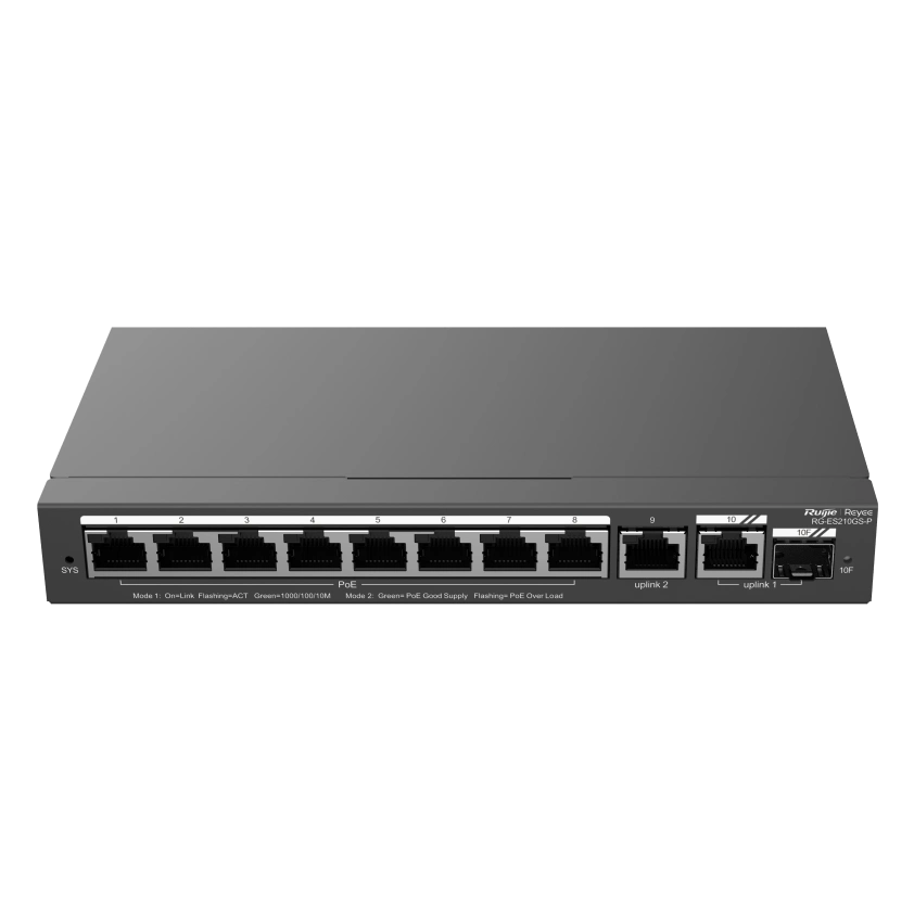 Ruijie RG-ES210GS-P PoE Комутатор 10 портів керований